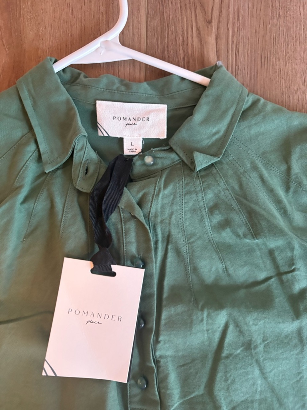 Pomander Place Button-Front Mini Polly Dress in Sage Green - Picture 5 of 5